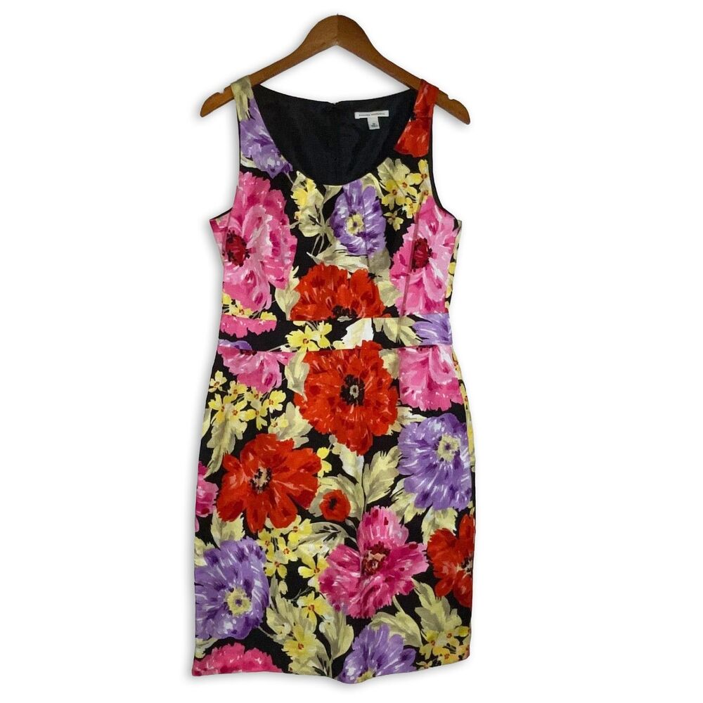 Banana Republic Floral Linen Rayon Sheath Dress Size 10 Chic Garden Party 2012
